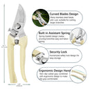 size and features of kmerlife curved garden scissors