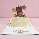 3D Bear Cake Birthday Card Paper Sculpture For Child