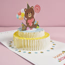 3D Bear Cake Birthday Card Paper Sculpture For Child