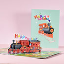 3D Cartoon Train Birthday Card for Kids 5.9" x 7.9"