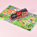 3D Cartoon Train Birthday Card for Kids 5.9" x 7.9"