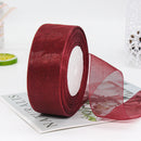 kmerlife red wine Chiffon Organza Wired Ribbon 50 Yards